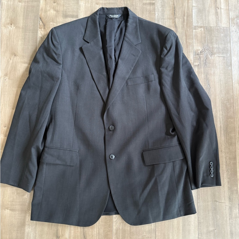 Jos A Banks Blazer Sports Coat 2 Button Wool Men 44R Black Gray Dot Pockets